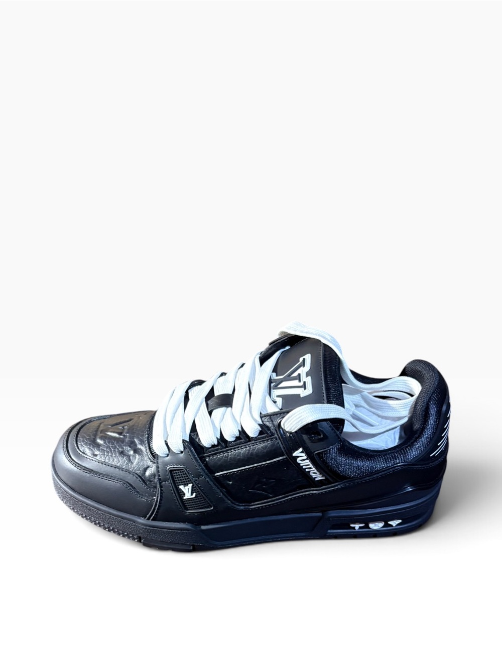 Louis Vuitton Black Low-Top Sneakers with White Laces